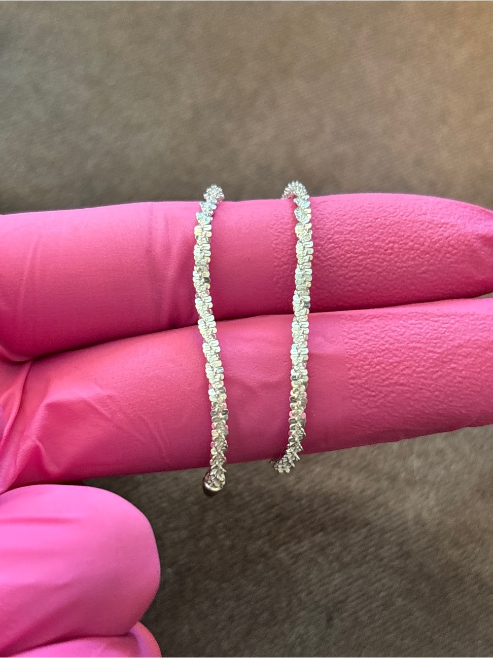 .925 Sterling Silver Italian Made Dainty Twisted Rock Bracelet